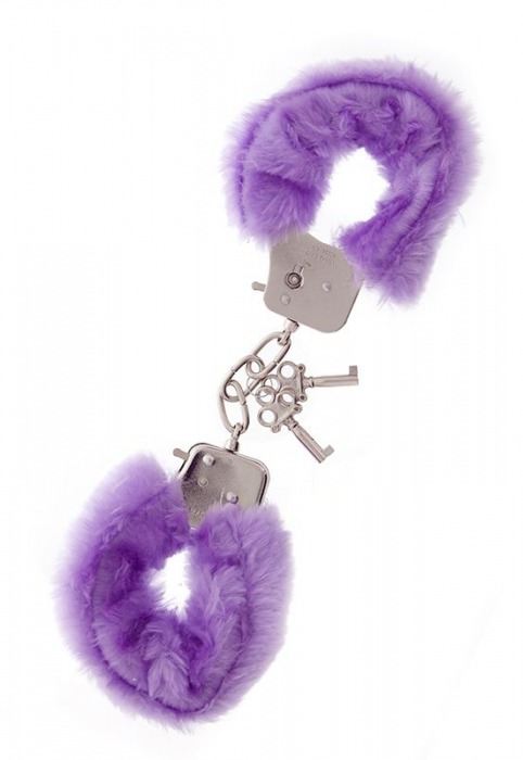 Фиолетовые меховые наручники METAL HANDCUFF WITH PLUSH LAVENDER - Dream Toys - купить с доставкой в Ангарске