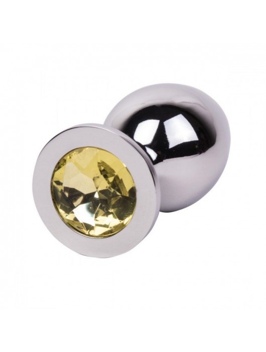 Большой стальной плаг с желтым кристаллом Sweet Lemon - 9,5 см. - Erotic Fantasy - купить с доставкой в Ангарске