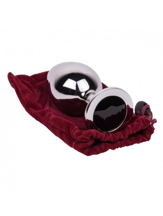 Большой стальной плаг с черным кристаллом Black Rave - 9,5 см. - Erotic Fantasy - купить с доставкой в Ангарске