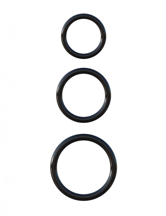Набор из трех черных эрекционных колец Silicone 3-Ring Stamina Set - Pipedream - в Ангарске купить с доставкой