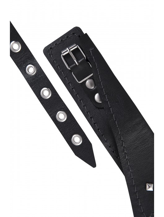 Черный кожаный ошейник-воротник с поводком - Pecado - купить с доставкой в Ангарске