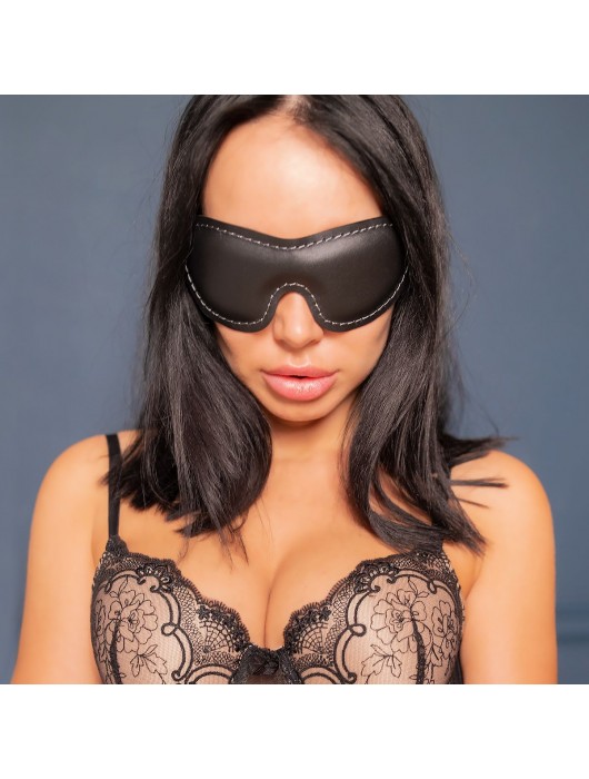 Черная мягкая закрытая маска из натуральной кожи - Crazy Handmade - купить с доставкой в Ангарске