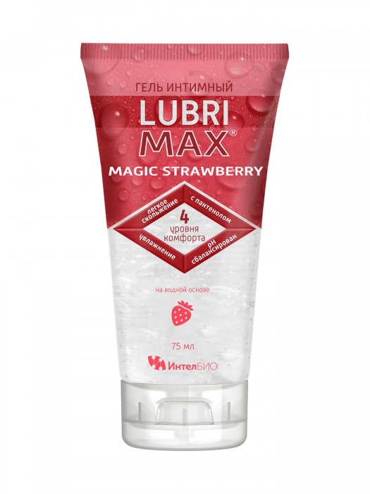 Интимный гель-смазка на водной основе Lubrimax Magic Strawberry - 75 мл. - ИнтелБИО - купить с доставкой в Ангарске