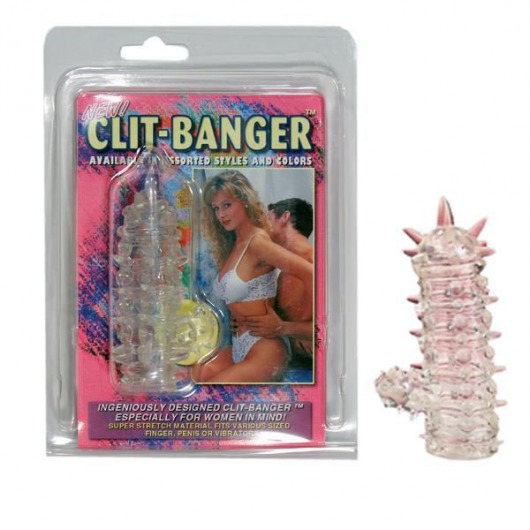 Прозрачная насадка с шипами и клиторальной шишечкой CLIT-BANGER SLEEVE IN CLEAR - Tonga - в Ангарске купить с доставкой