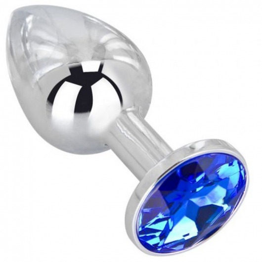 Анальное украшение BUTT PLUG  Small с синим кристаллом - 7 см. - Anal Jewelry Plug - купить с доставкой в Ангарске