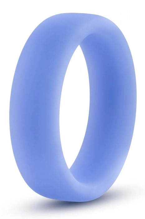Голубое люминесцентное кольцо Silicone Glo Cock Ring - Blush Novelties - в Ангарске купить с доставкой