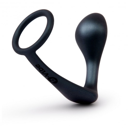 Черное эрекционное кольцо со стимулятором простаты Ringer Cock Ring   Plug - b-Vibe - в Ангарске купить с доставкой
