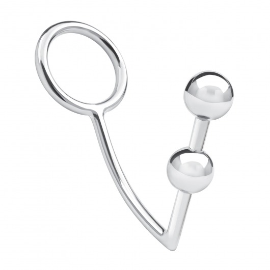 Кольцо на пенис с анальным стимулятором Two Bead Stainless Steel Anal Hook   Cock Ring - BlueLine - в Ангарске купить с доставкой