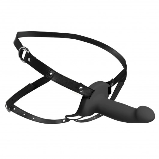 Черный полый страпон с вибрацией 2’’ Erection 28X Smooth Vibrating Silicone Penis Sheath - XR Brands - купить с доставкой в Ангарске