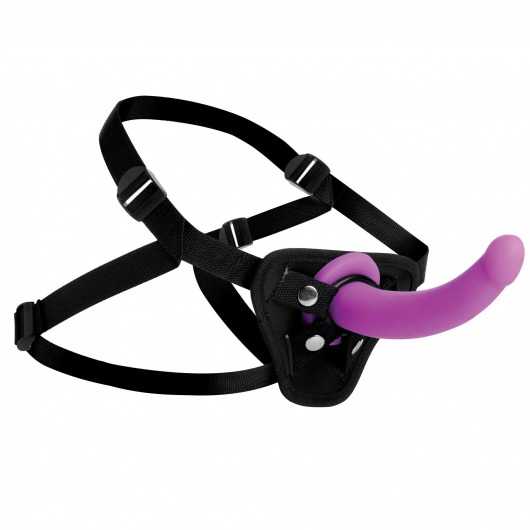 Лиловый поясной страпон Navigator Silicone G-Spot Dildo with Harness - 17,8 см. - XR Brands - купить с доставкой в Ангарске