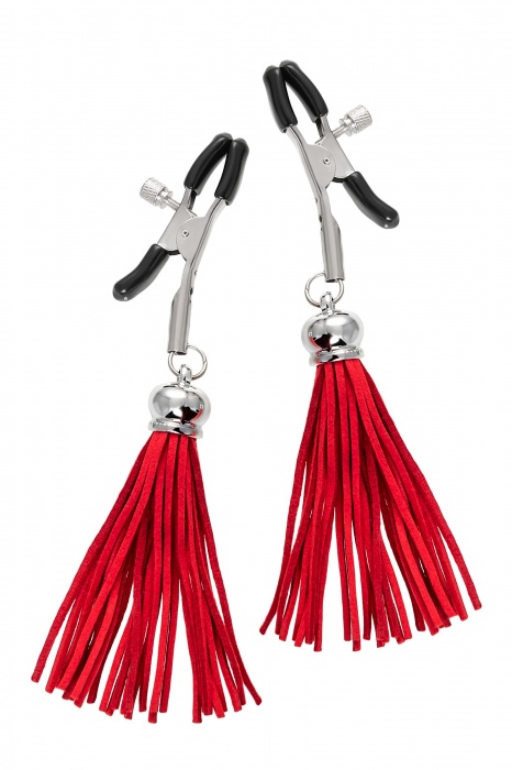 Зажимы на соски «Прищепки» с красными кисточками из замши - Pecado - купить с доставкой в Ангарске