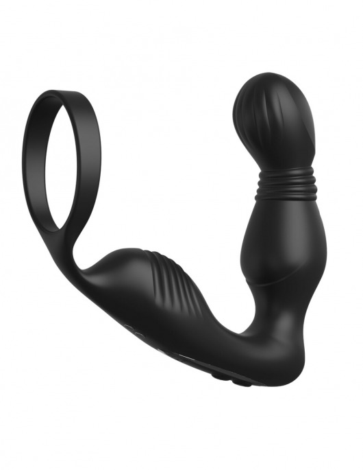 Черный вибростимулятор простаты с эрекционным кольцом Ass-Gasm Pro P-Spot Milker - Pipedream - в Ангарске купить с доставкой