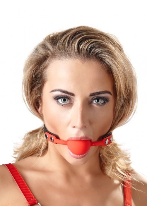 Силиконовый кляп-шар на чёрных ремешках Red Gag silicone - Orion - купить с доставкой в Ангарске