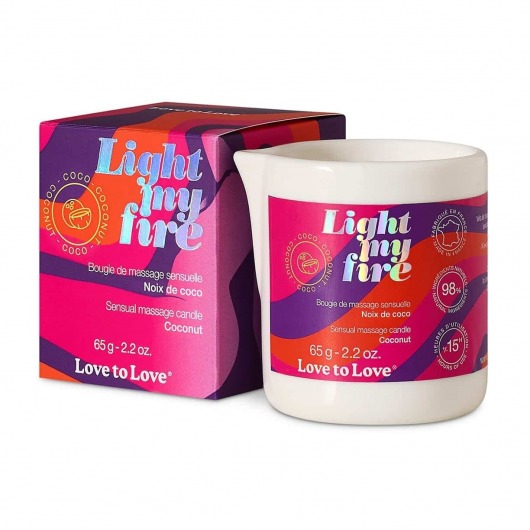 Массажная свеча Light My Fire Coconut с ароматом кокоса - 65 гр. - Love to Love - купить с доставкой в Ангарске