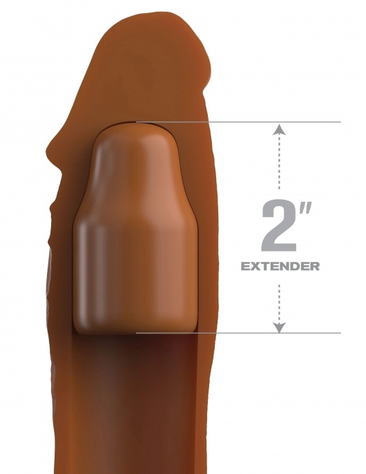 Коричневая насадка на член 2  Silicone X-tension - 20,3 см. - Pipedream - в Ангарске купить с доставкой