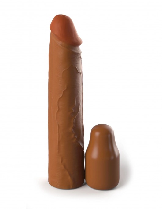 Коричневая насадка на член 2  Silicone X-tension - 20,3 см. - Pipedream - в Ангарске купить с доставкой