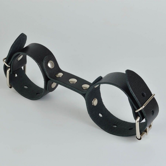 Черные кожаные наручники-фиксатор - Sitabella - купить с доставкой в Ангарске