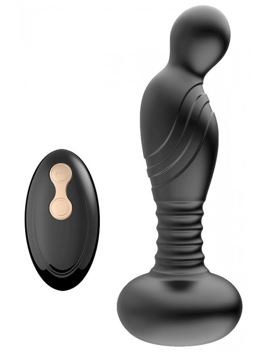 Черный массажер простаты с вибрацей и возвратно-поступательными движениями - Boys of Toys - в Ангарске купить с доставкой