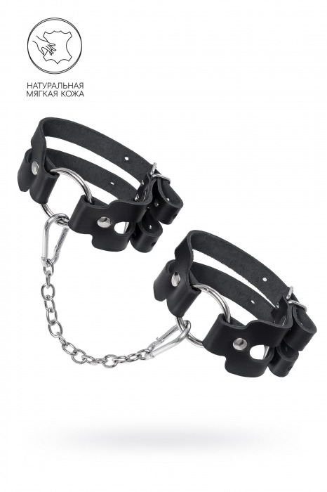 Черные кожаные оковы из двух ремешков - Pecado - купить с доставкой в Ангарске