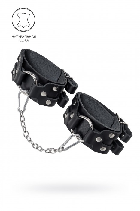 Черные кожаные оковы с двумя ремешками - Pecado - купить с доставкой в Ангарске