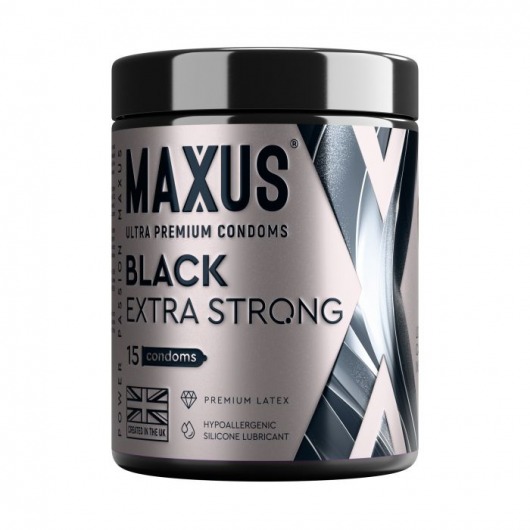 Черные утолщенные презервативы MAXUS Extra Strong с железным кейсом - 15 шт. - Maxus - купить с доставкой в Ангарске