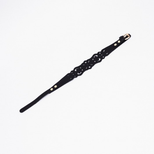 Черный ажурный чокер с золотистой фурнитурой - Crazy Handmade - купить с доставкой в Ангарске