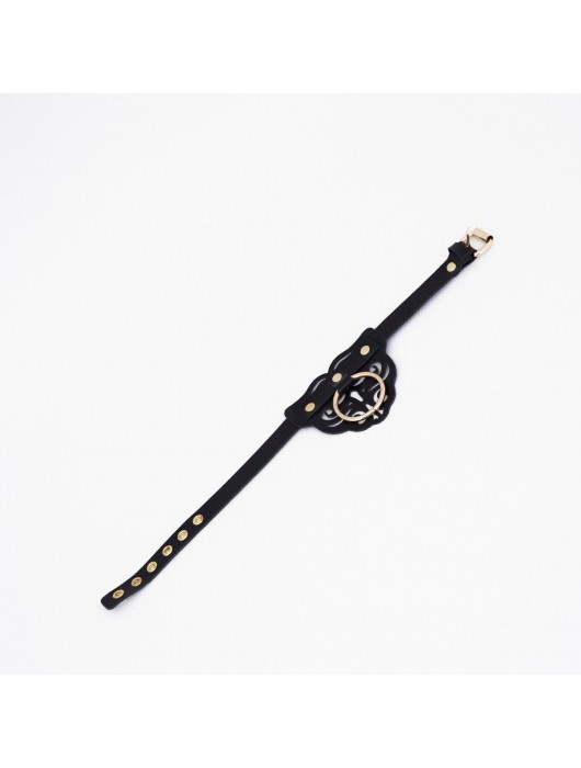 Черный чокер с клепками и золотистой фурнитурой - Crazy Handmade - купить с доставкой в Ангарске