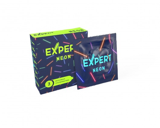 Светящиеся в темноте презервативы Expert Neon - 3 шт. - Expert - купить с доставкой в Ангарске
