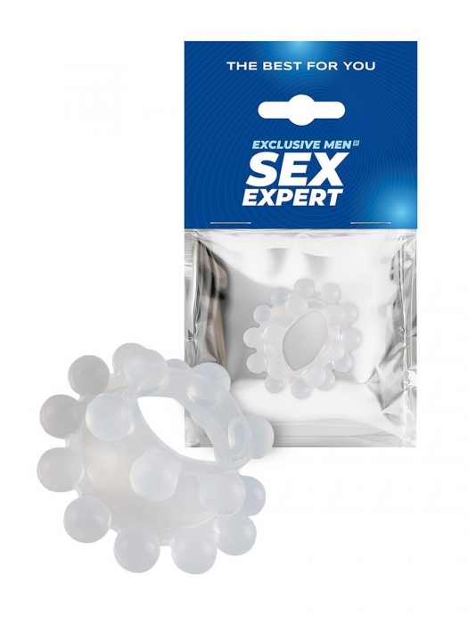 Эластичное эрекционное кольцо с двумя рядами шариков - Sex Expert - в Ангарске купить с доставкой