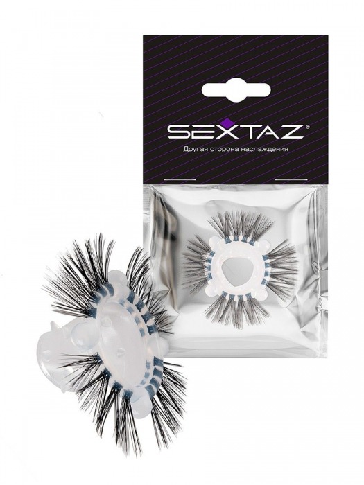 Эластичное эрекционное кольцо с черными «ресничками» - Sextaz - в Ангарске купить с доставкой