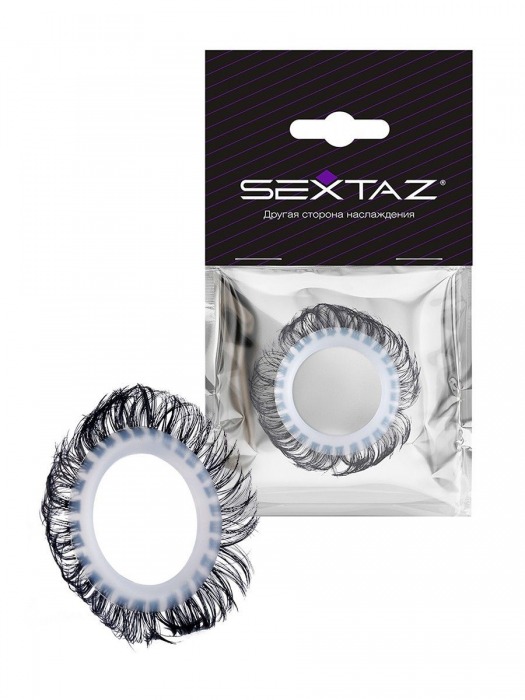 Эластичное эрекционное колечко с черными «ресничками» - Sextaz - в Ангарске купить с доставкой