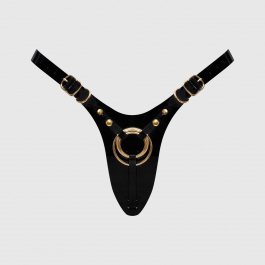 Черный пояс для фиксации насадок Strap-On-Me Leatherette Harness Fabulous - Strap-on-me - купить с доставкой в Ангарске