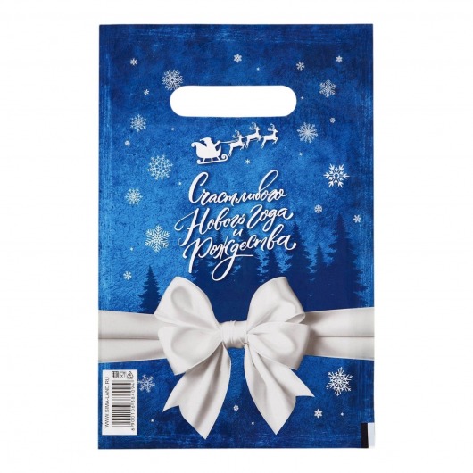 Сине-белый подарочный новогодний пакет с вырубной ручкой (20х30 см) - Сима-Ленд - купить с доставкой в Ангарске