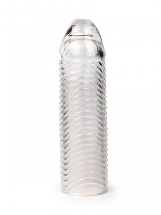 Прозрачная закрытая насадка на пенис с ребрышками - 16 см. - Sex Expert - в Ангарске купить с доставкой