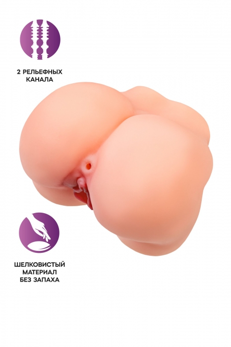 Реалистичный мастурбатор в форме попки с 2 любовными входами - No Name - в Ангарске купить с доставкой