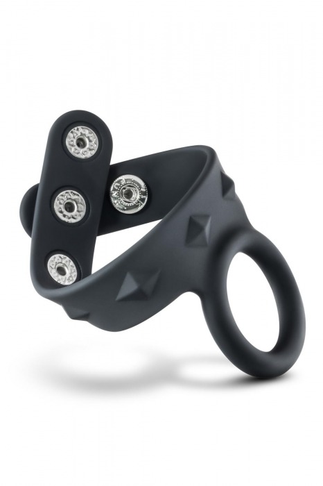 Черное эрекционное кольцо с подхватом мошонки на кнопках VS6 - Blush Novelties - в Ангарске купить с доставкой