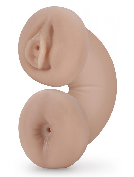 Телесный люминесцентный двусторонний мастурбатор Tasha - Blush Novelties - в Ангарске купить с доставкой