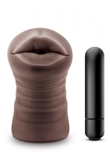 Коричневый мастурбатор-ротик Krystal Vibrating Masturbator - Blush Novelties - в Ангарске купить с доставкой