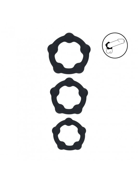 Набор из 3 эрекционных колец Beaded Silicone Cockring Set - Shots Media BV - в Ангарске купить с доставкой