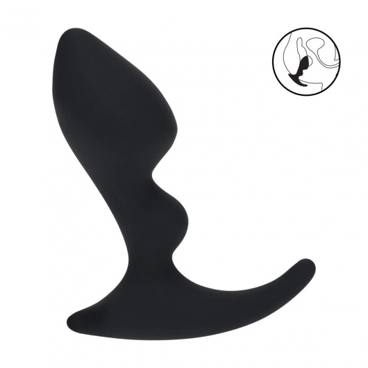 Черная анальная пробка для массажа простаты Double Ripple Silicone Prostate Massager - Shots Media BV - в Ангарске купить с доставкой