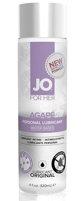 Женский лубрикант на водной основе JO AGAPE LUBRICANT ORIGINAL - 120 мл. - System JO - купить с доставкой в Ангарске