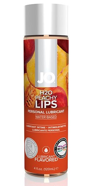 Лубрикант на водной основе с ароматом персика JO Flavored Peachy Lips - 120 мл. - System JO - купить с доставкой в Ангарске