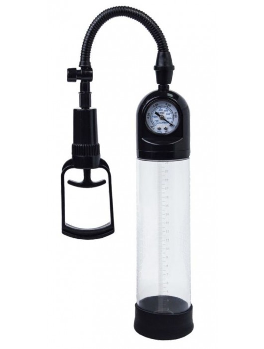 Чёрная вакуумная помпа A-toys с манометром и прозрачной колбой - A-toys - в Ангарске купить с доставкой