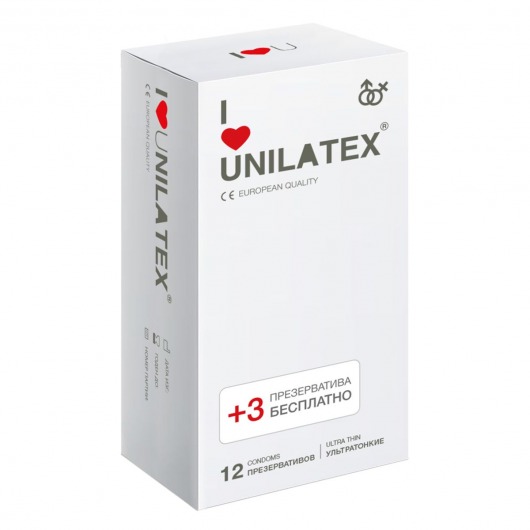 Ультратонкие презервативы Unilatex Ultra Thin - 12 шт. + 3 шт. в подарок - Unilatex - купить с доставкой в Ангарске