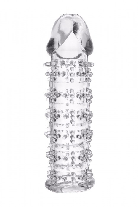 Гелевая прозрачная насадка с шипами - 12 см. - Toyfa Basic - в Ангарске купить с доставкой