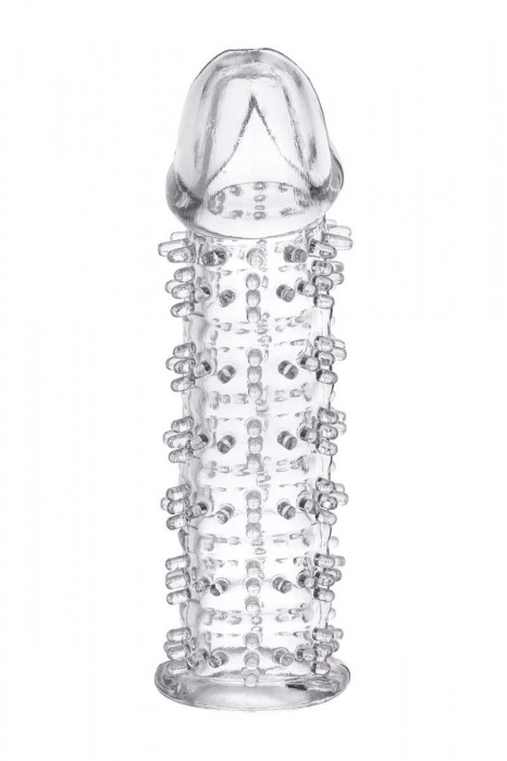 Гелевая прозрачная насадка с шипами - 12 см. - Toyfa Basic - в Ангарске купить с доставкой