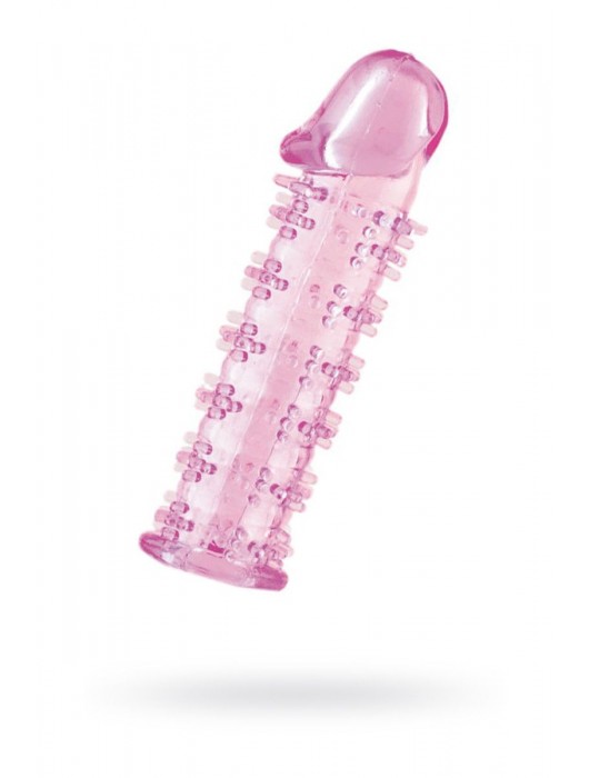Гелевая розовая насадка на фаллос с шипами - 12 см. - Toyfa Basic - в Ангарске купить с доставкой
