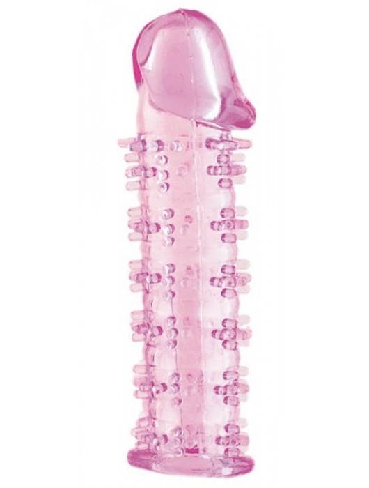 Гелевая розовая насадка на фаллос с шипами - 12 см. - Toyfa Basic - в Ангарске купить с доставкой