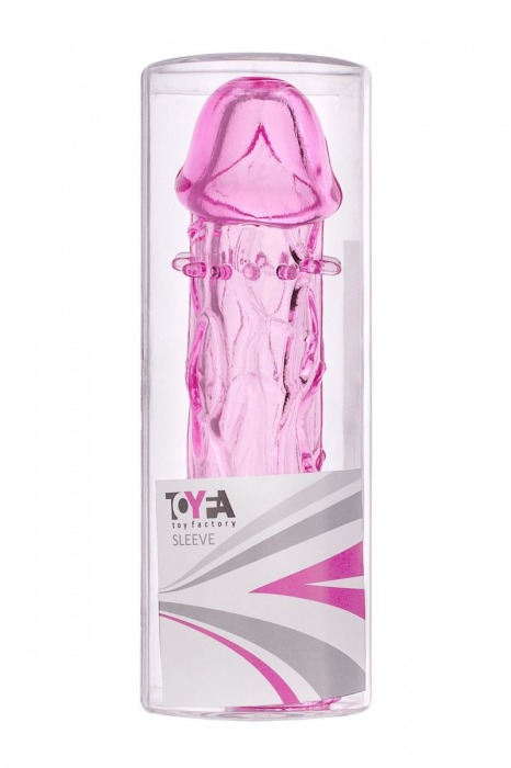 Гладкая розовая насадка с усиками под головкой - 12,5 см. - Toyfa Basic - в Ангарске купить с доставкой