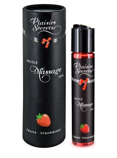 Массажное масло с ароматом клубники Huile de Massage Gourmande Fraise des Bois - 59 мл. - Plaisir Secret - купить с доставкой в Ангарске